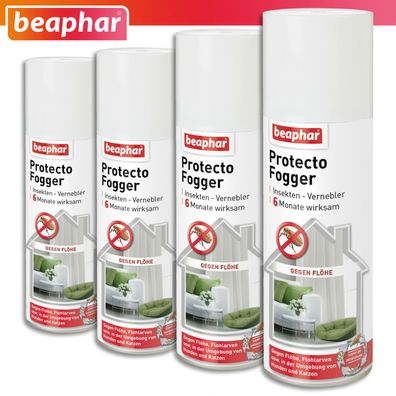4 x Beaphar 200 ml Protecto Fogger Insekten Vernebler Flohbombe Anti Flohspray