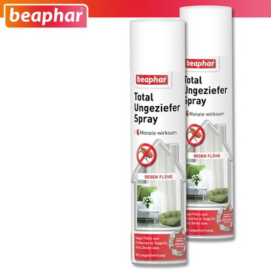 Beaphar 2 x 400 ml Total Ungeziefer-Spray Flohspray für die Umgebung Hund Katze