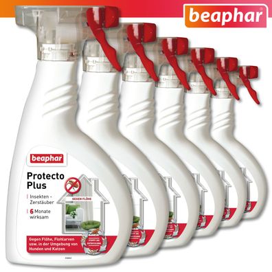 Beaphar 6 x 400 ml Protecto Plus Insekten Zerstäuber Spray Flöhe Umgebung