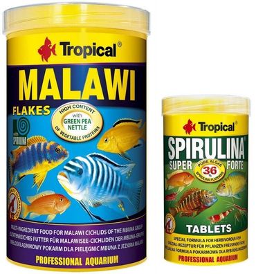 Tropical Malawi 1000 ml Flocken + Spirulina Forte 36 % Tabletten 250 ml