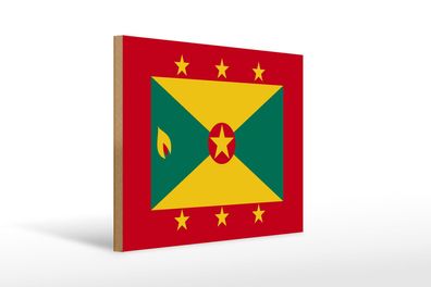 Holzschild Flagge Grenadas 40x30 cm Flag of Grenada Deko Schild wooden sign