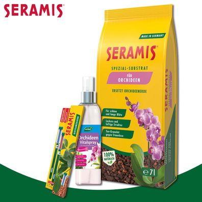 Seramis 3er-Set: Spezial-Substrat für Orchideen + Vitalspray + Gießanzeiger