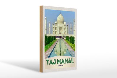 Holzschild Reise 20x30cm Taj Mahal Agra Moschee Islam Muslime Schild wooden sign