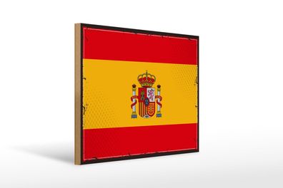 Holzschild Flagge Spaniens 40x30 cm Retro Flag of Spain Deko Schild wooden sign