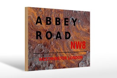 Holzschild London 30x20 cm Abbey Road NW8 Holz Deko Schild wooden sign