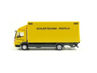 MB Atego 04 Koffer-LKW Leonhard Weiss Schleiftechnik Profilia, Herpa H0 950053