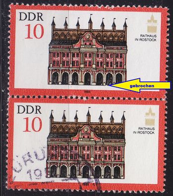 Germany DDR [1984] MiNr 2869 F15 2er ( OO/ used ) [01] Plattenfehler