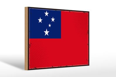 Holzschild Flagge Samoas 30x20 cm Retro Flag of Samoa Deko Schild wooden sign