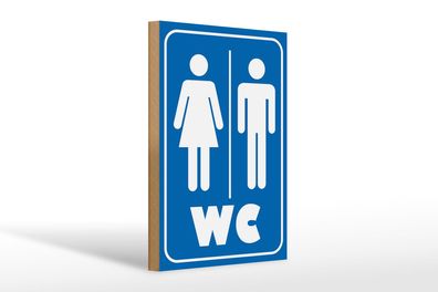 Holzschild Hinweis 20x30cm WC Piktogramm Toilette Wanddeko Deko Schild wooden sign