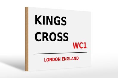 Holzschild London 30x20 cm England Kings Cross WC1 Holz Deko Schild wooden sign