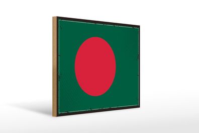 Holzschild Flagge Bangladesch 40x30 cm Retro Bangladesh Deko Schild wooden sign