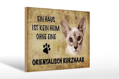 Holzschild Spruch 30x20 cm orientalisch Kurzhaar Katze Deko Schild wooden sign
