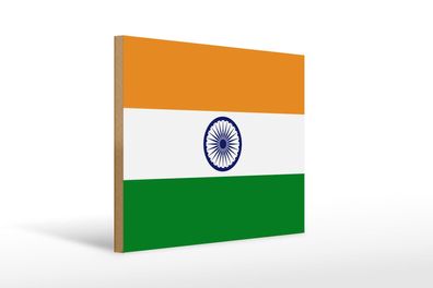 Holzschild Flagge Indiens 40x30 cm Flag of India Geschenk Schild wooden sign