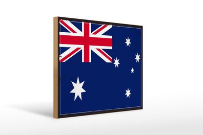 Holzschild Flagge Australien 40x30 cm Retro Flag Australia Schild wooden sign