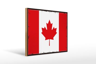 Holzschild Flagge Kanadas 40x30 cm Retro Flag of Canada DekoSchild wooden sign
