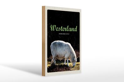 Holzschild Reise 20x30 cm Westerland Natur Tiere Schafe Wiese Schild wooden sign