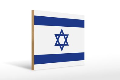 Holzschild Flagge Israels 40x30 cm Flag of Israel Holz Deko Schild wooden sign