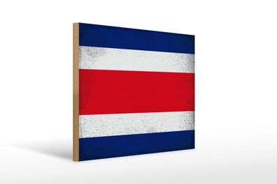 Holzschild Flagge Costa Rica 40x30 cm Costa Rica Vintage Deko Schild wooden sign
