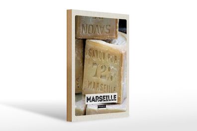 Holzschild Reise 20x30 cm Marseille France Savon pur 72% Deko Schild wooden sign