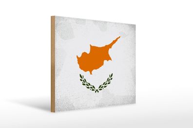 Holzschild Flagge Zypern 40x30cm Flag of Cyprus Vintage Deko Schild wooden sign