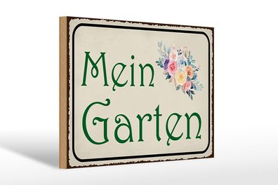 Holzschild Spruch 30x20 cm mein Garten Geschenk Holz Deko Schild wooden sign