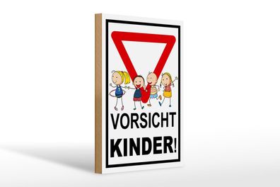 Holzschild Hinweis 30x20 cm Vorsicht Kinder Holz Deko Schild wooden sign