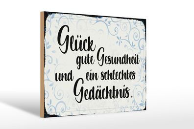Holzschild Spruch 30x20 cm Glück gute Gesundheit Geschenk Deko Schild wooden sign