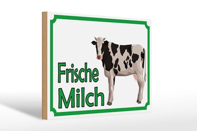 Holzschild Hinweis 30x20 cm frische Milch Verkauf Kuh Deko Schild wooden sign