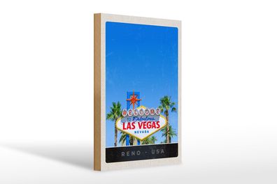 Holzschild Reise 20x30 cm Las Vegas Nevada Amerika USA Casino Schild wooden sign