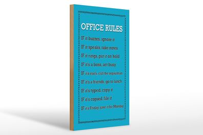 Holzschild Spruch 20x30 cm Office Rules Office Regeln Deko Schild wooden sign