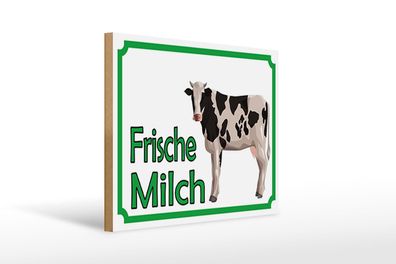 Holzschild Hinweis 40x30 cm frische Milch Verkauf Kuh Deko Schild wooden sign