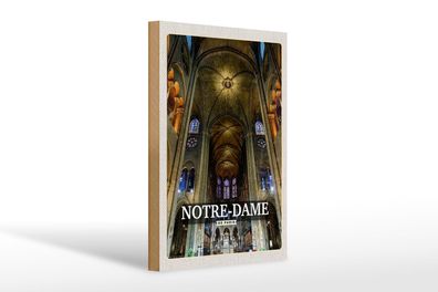 Holzschild Reise 20x30cm Notre Dame Paris Kathedrale Geschenk Schild wooden sign