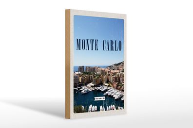 Holzschild Reise 20x30 cm Monte Carlo Monaco Meer Urlaub Deko Schild wooden sign