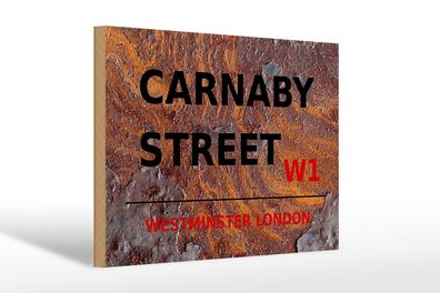 Holzschild London 30x20cm Westminster Carnaby Street W1 Deko Schild wooden sign