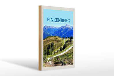 Holzschild Reise 20x30 cm Finkenberg Aussicht auf Wälder Schild wooden sign