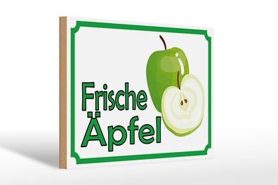 Holzschild Hinweis 30x20 cm frische Äpfel Verkauf Hofladen Deko Schild wooden sign