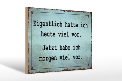 Holzschild Spruch 30x20 cm eigentlich hatte ich viel vor Deko Schild wooden sign