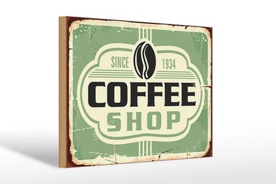 Holzschild Retro 30x20 cm Kaffee Coffee Shop since 1934 Deko Schild wooden sign