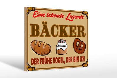 Holzschild Essen 30x20cm Lebende Legende Bäcker Brot Deko Schild wooden sign