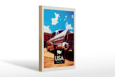 Holzschild Reise 20x30 cm USA Amerika Auto 75 Oldtimer Urlaub Schild wooden sign