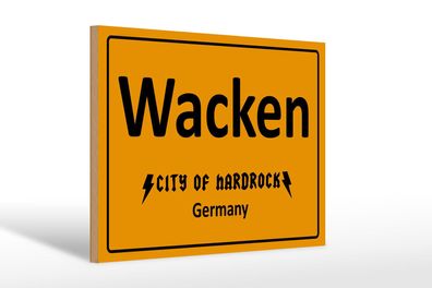 Holzschild Spruch 30x20 cm Wacken City of Hardrock Germany Deko Schild tin sign