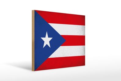 Holzschild Flagge Puerto Rico 40x30 cm Puerto Rico Vintage Schild wooden sign