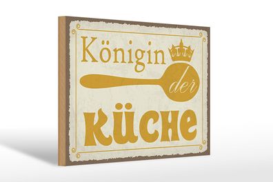 Holzschild Spruch 30x20 cm Königin der Küche Krone Deko Schild wooden sign