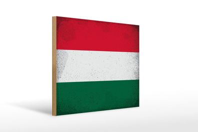 Holzschild Flagge Ungarn 40x30 cm Flag of Hungary Vintage Schild wooden sign