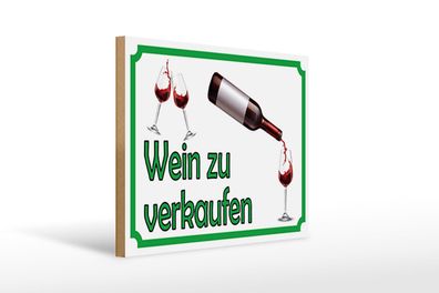 Holzschild Hinweis 40x30 cm Wein zu verkaufen Alkohol Deko Schild wooden sign