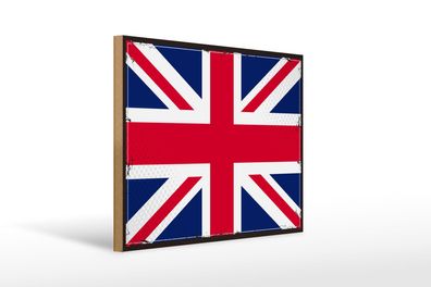 Holzschild Flagge Union Jack 40x30 cm Retro United Kingdom Schild wooden sign