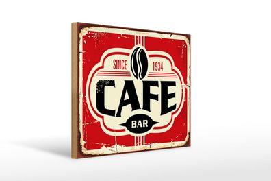 Holzschild Retro 40x30 cm Cafe bar Kaffee since 1934 Geschenk Schild wooden sign