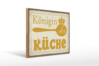Holzschild Spruch 40x30 cm Königin der Küche Krone Deko Schild wooden sign