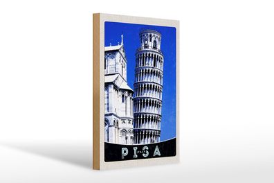 Holzschild Reise 20x30 cm Pisa Italien Schiefer Turm von Pisa Schild wooden sign