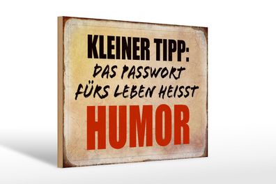 Holzschild Spruch 30x20 cm kleiner Tipp das Passwort Humor Deko Schild wooden sign